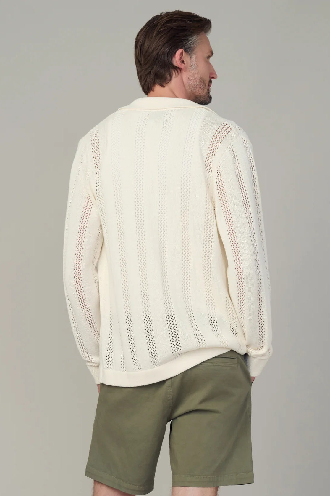 SUMMER CROCHET CARDIGAN IN PAPYRUS BACK VIEW