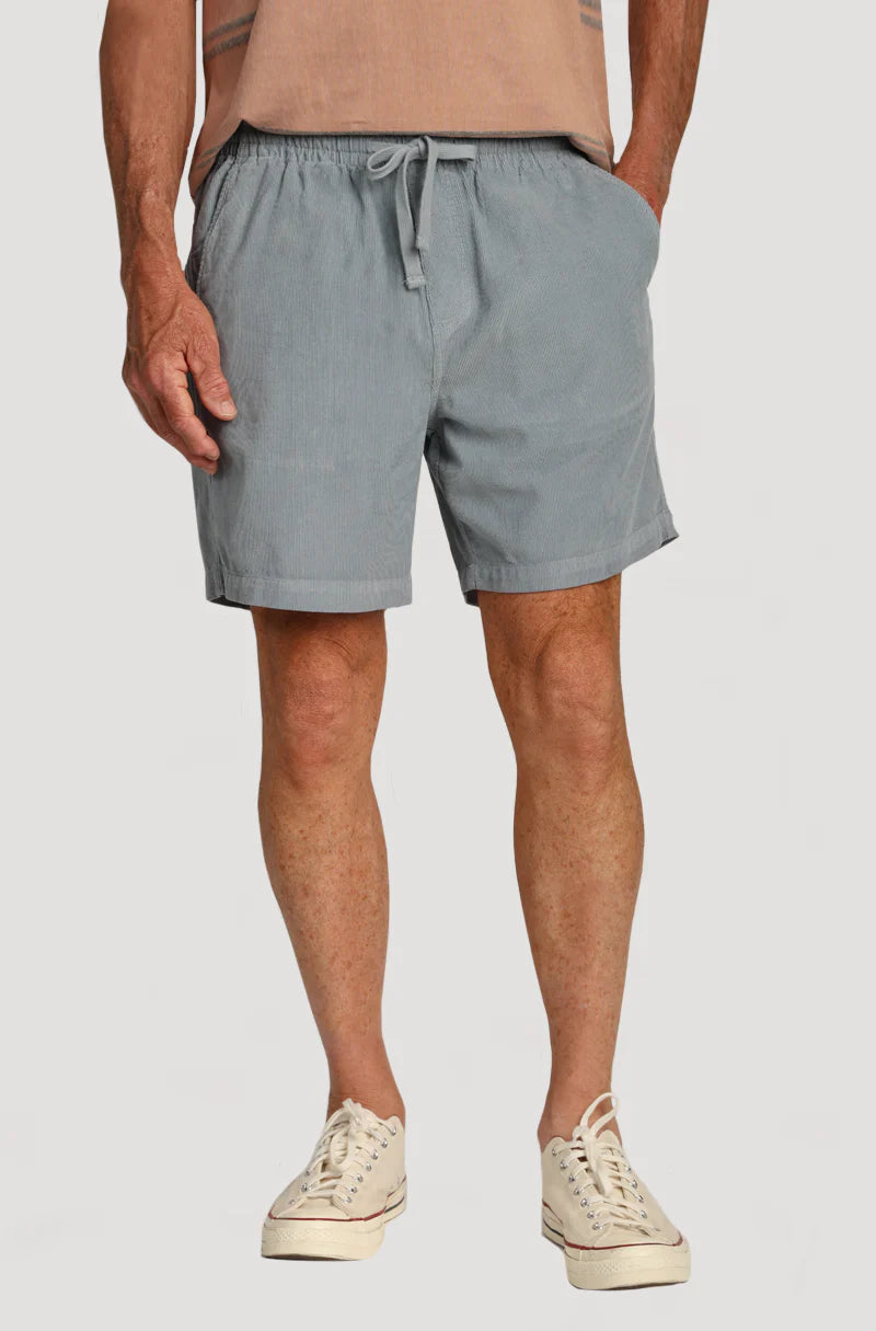 Baja cord weekend drawstring short in ocean blue front view