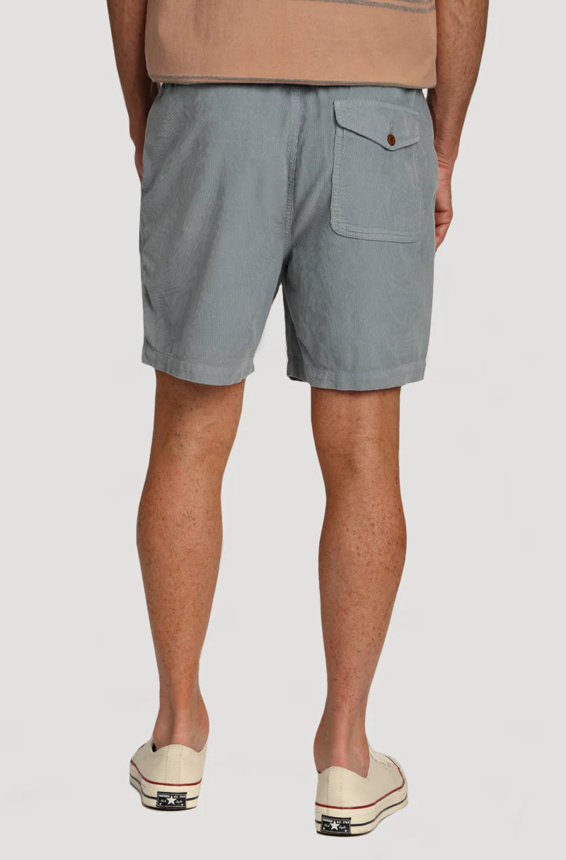 Baja cord weekend drawstring short in ocean blue back view