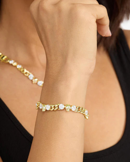 Ride or die cuban chain bracelet in gold style view