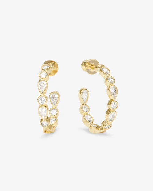 Isla 1" hoop earrings in gold white