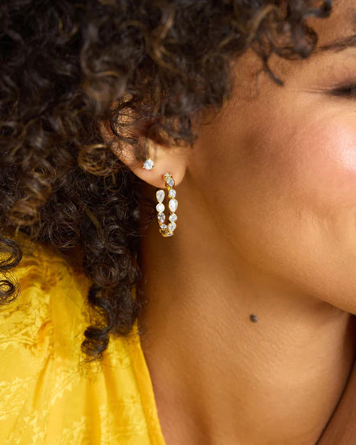 Isla 1" hoop earrings in gold white style view
