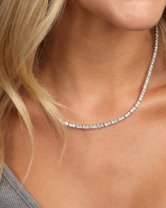 Heiress tennis necklace in gold with white diamonds style view