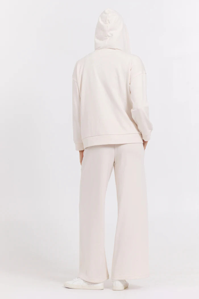 Terry zip hoodie in coconut back view