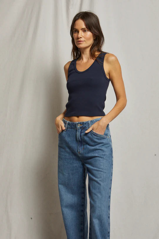 Blondie tank in navy front view