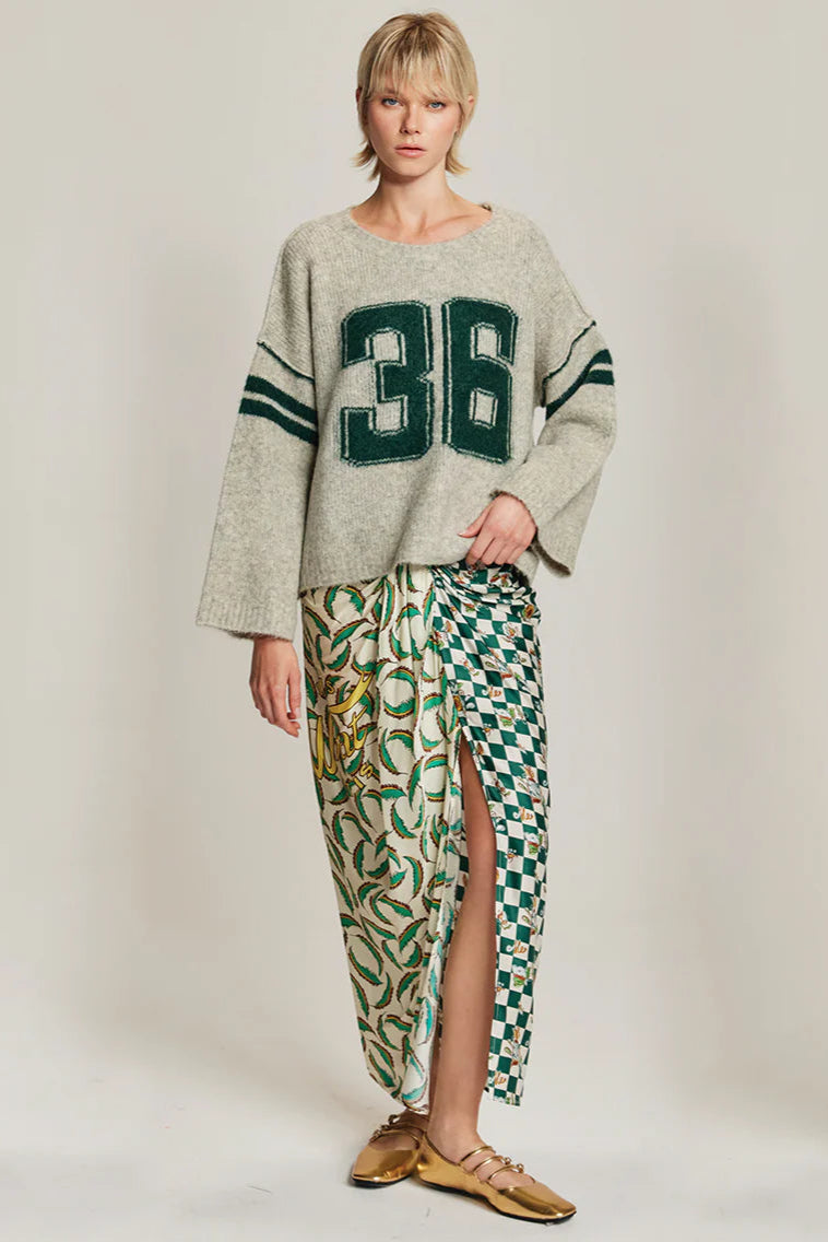 LAUREL SWEATER IN SPORTY JADE FRONT VIEW