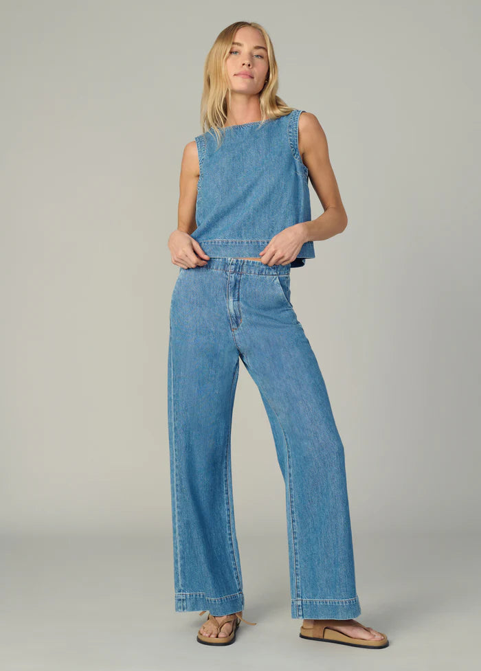 The clean denim trouser in revelation front view