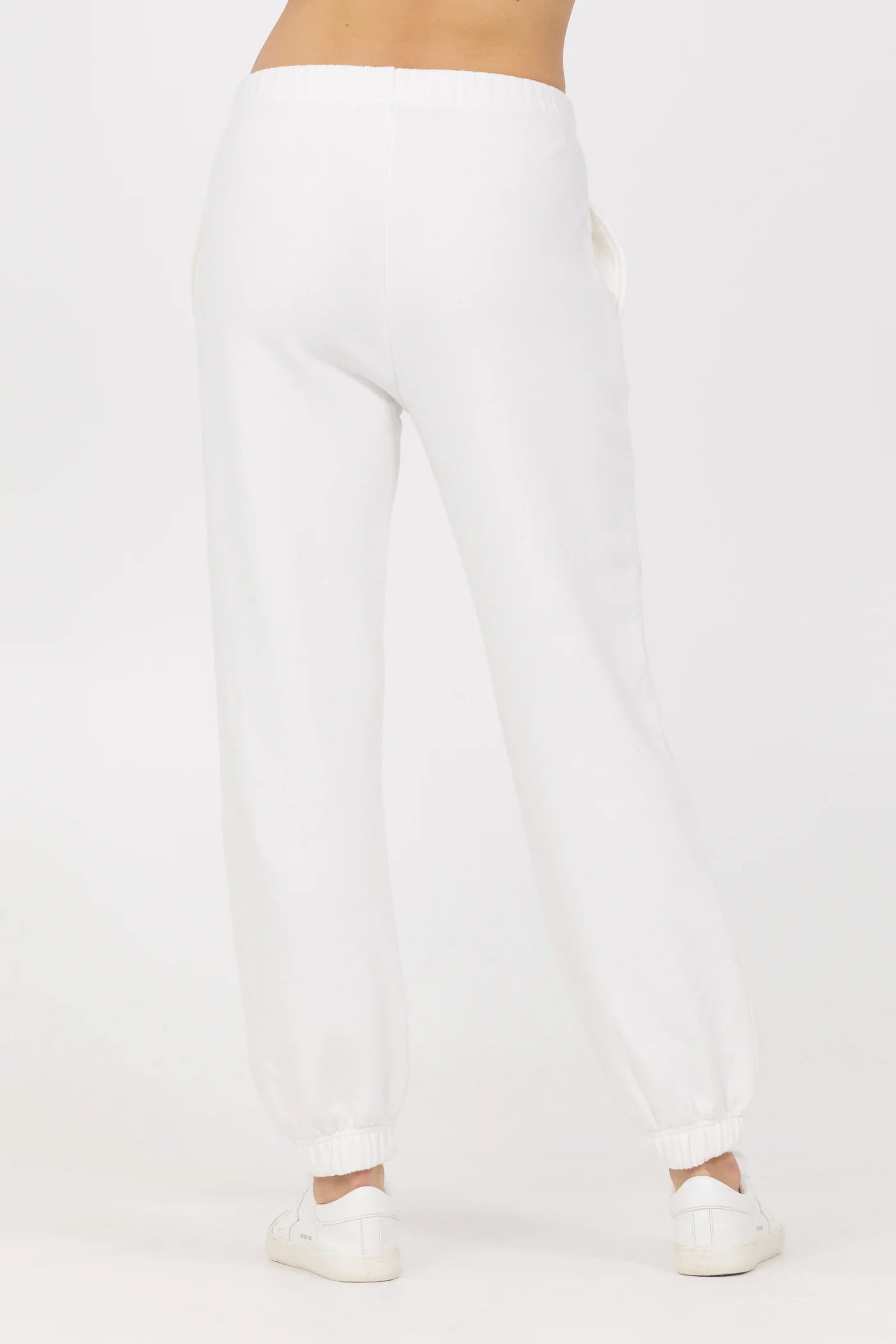 EMBLEM FRENCH TERRY JOGGER IN WHITE/RED/PINK BACK VIEW