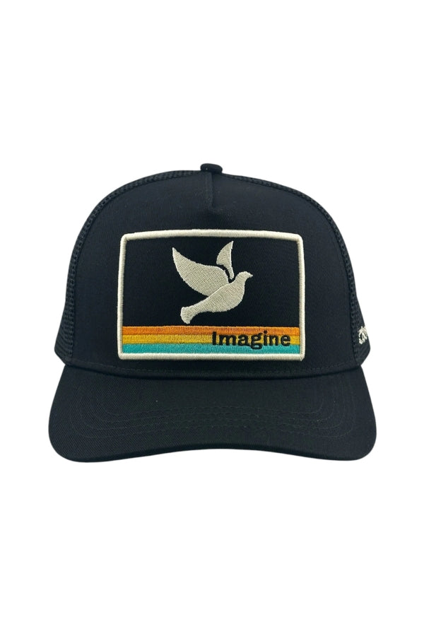 IMAGINE TRUCKER HAT IN BLACK FRONT VIEW