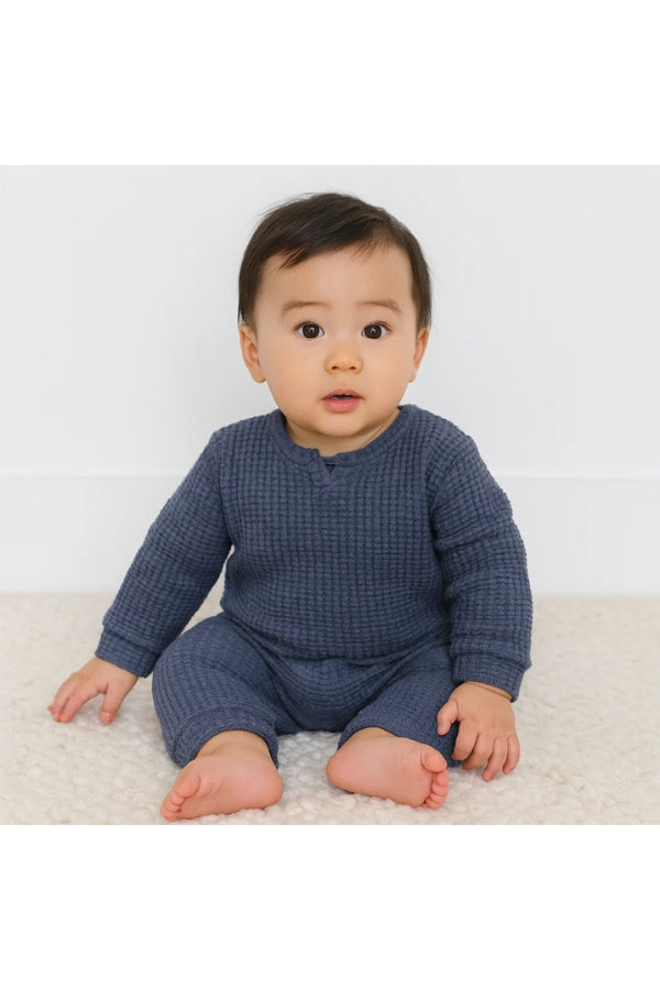CHUNKY THERMAL ROMPER IN NAVY FRONT VIEW