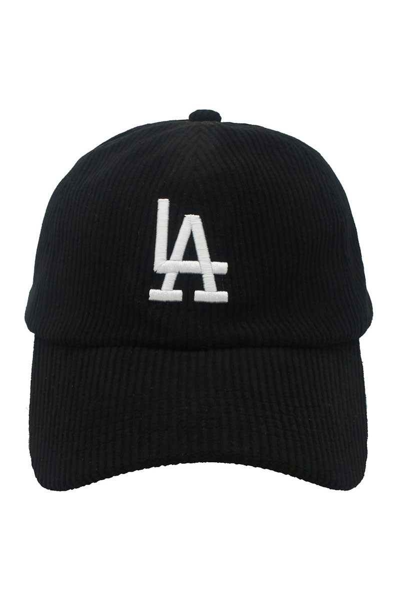 Corduroy "LA" ball cap in black