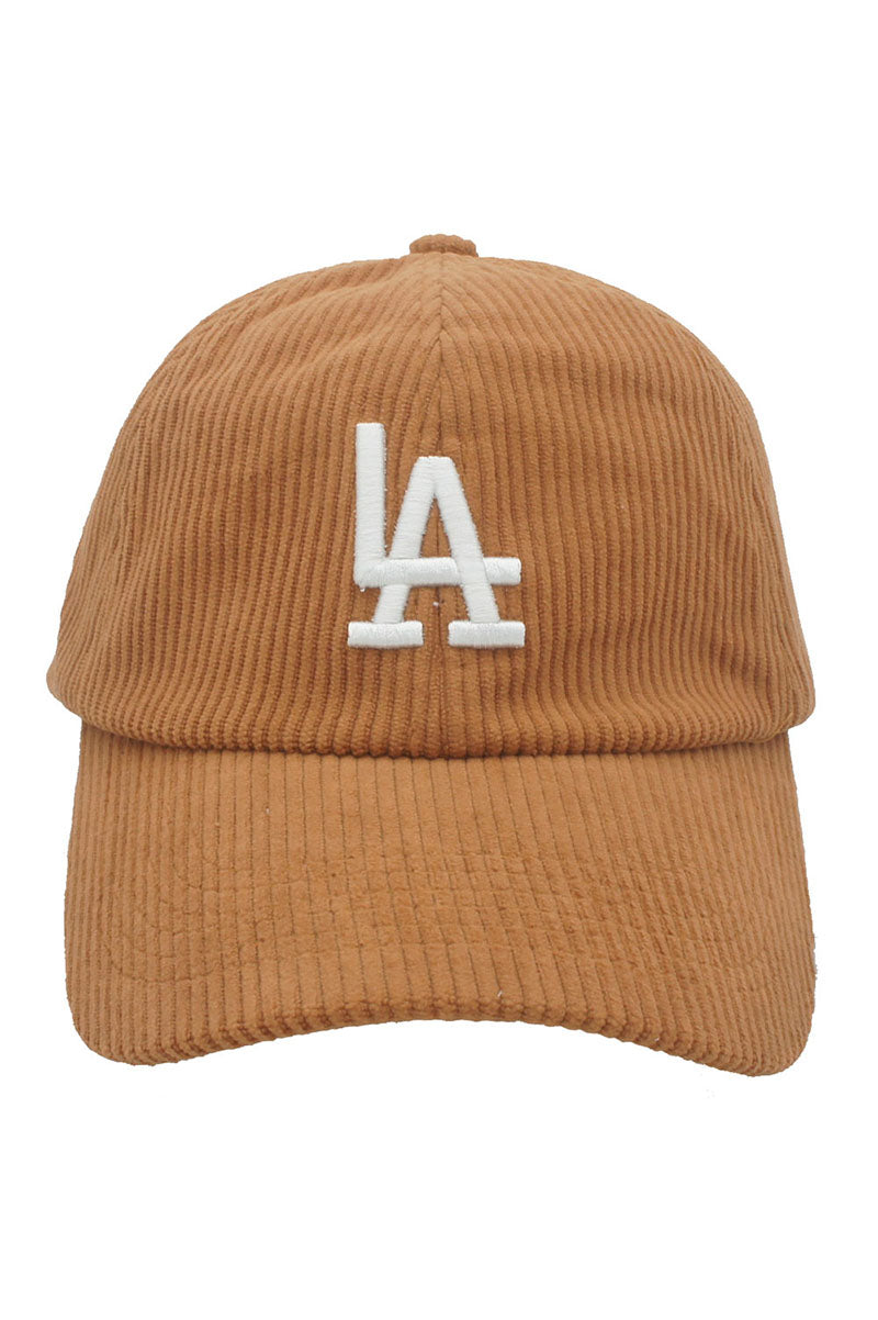Corduroy "LA" ball cap in camel