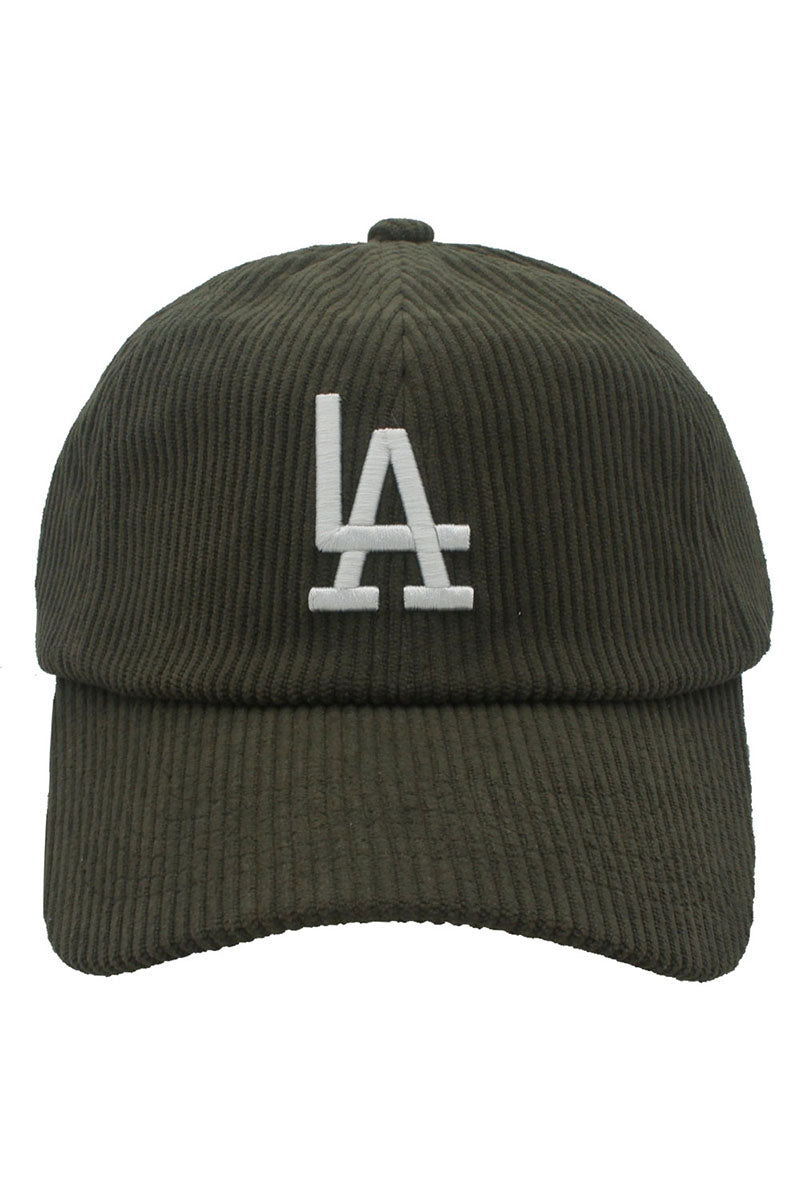 Corduroy "LA" ball cap in olive