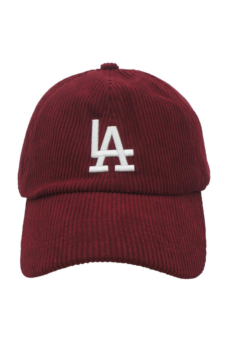 Corduroy "LA" ball cap in wine