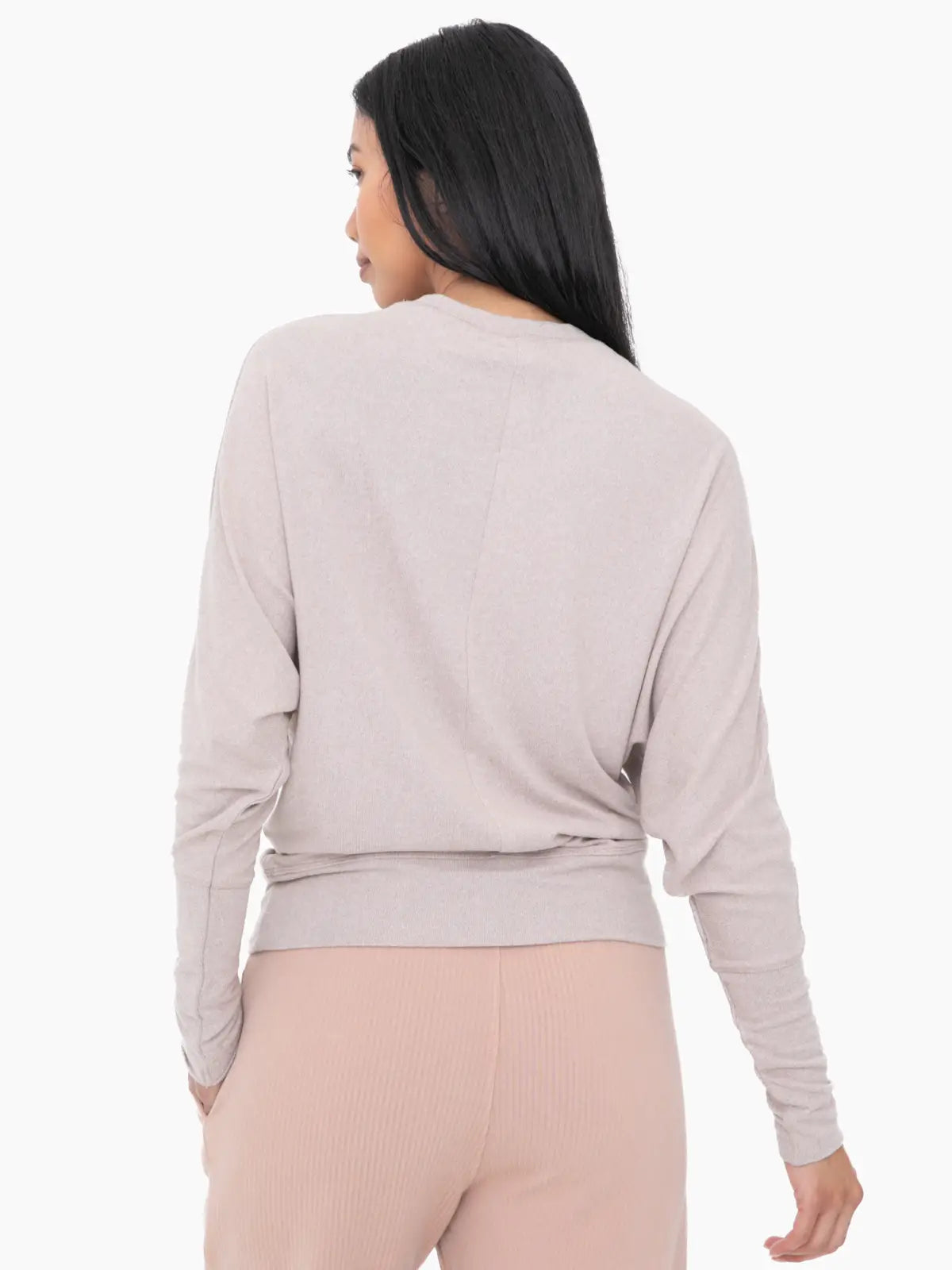 Dolman Sleeved top in mocha back view