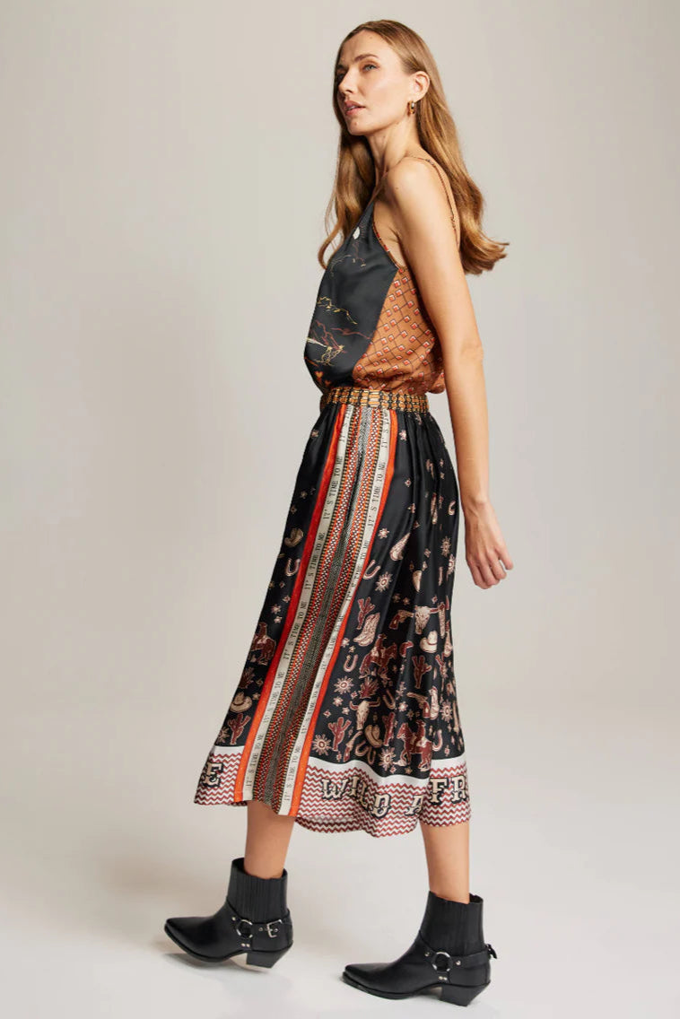 VANESSA MIDI SKIRT IN RODEO SIDE VIEW