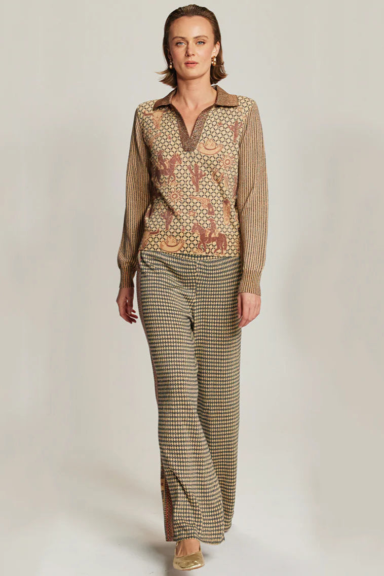 MILLIE POLO KNIT IN RODEO FRONT VIEW