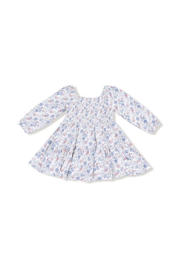 CAP SLEEVE DRESS IN COUNTRY GIRL FLORAL BACK VIEW