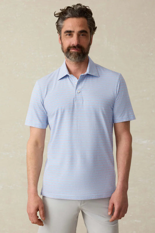 Short sleeve movement polo shirt in vista view stripe front view