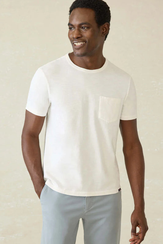 Sunwashed pocket tee in white front view