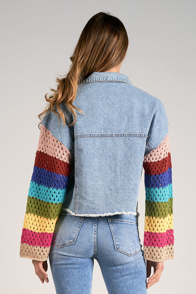 CROP JACKET IN DENIM BACK VIEW