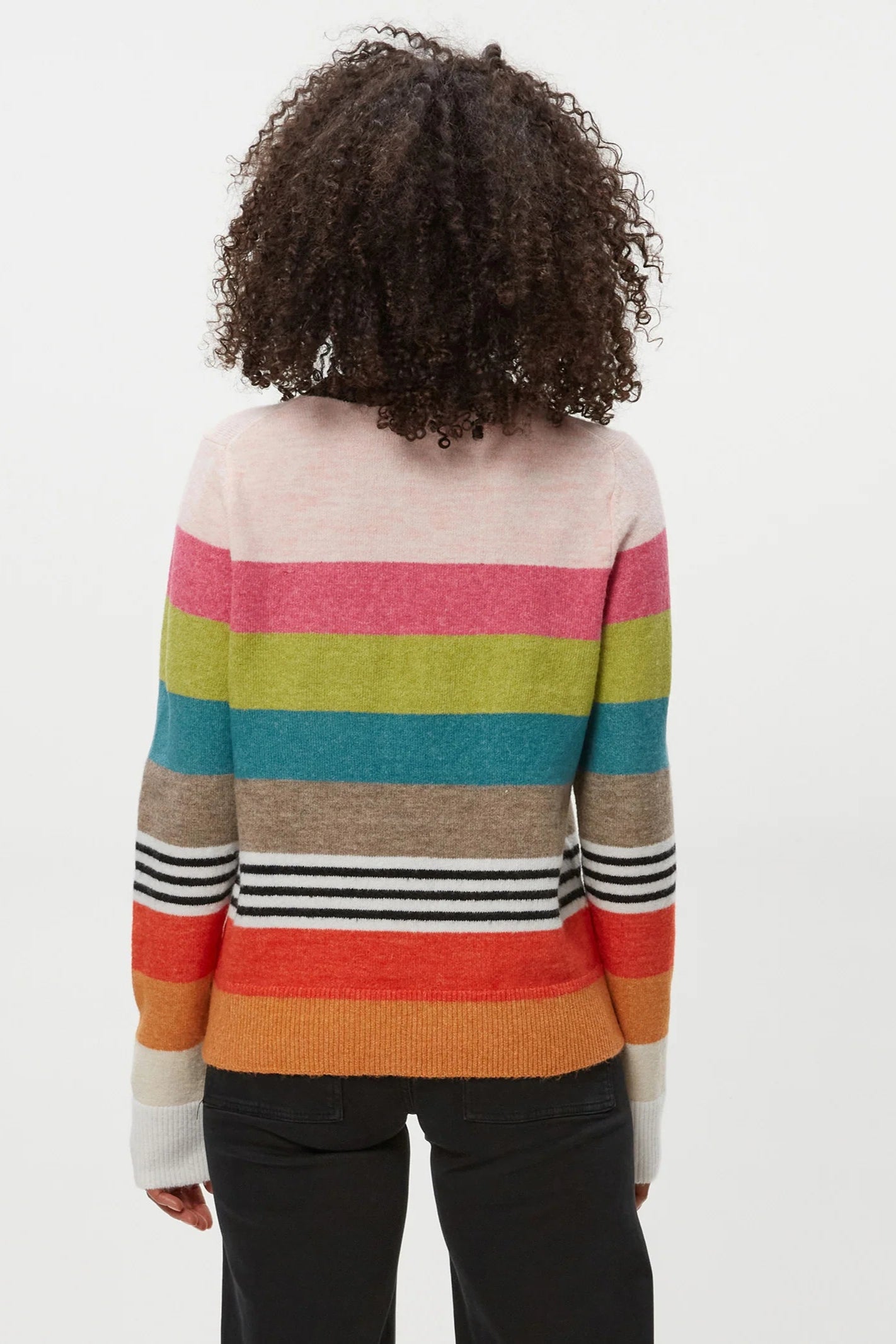 IRENE STRIPE CREWNECK PULLOVER IN HAPPY STRIPE BACK VIEW