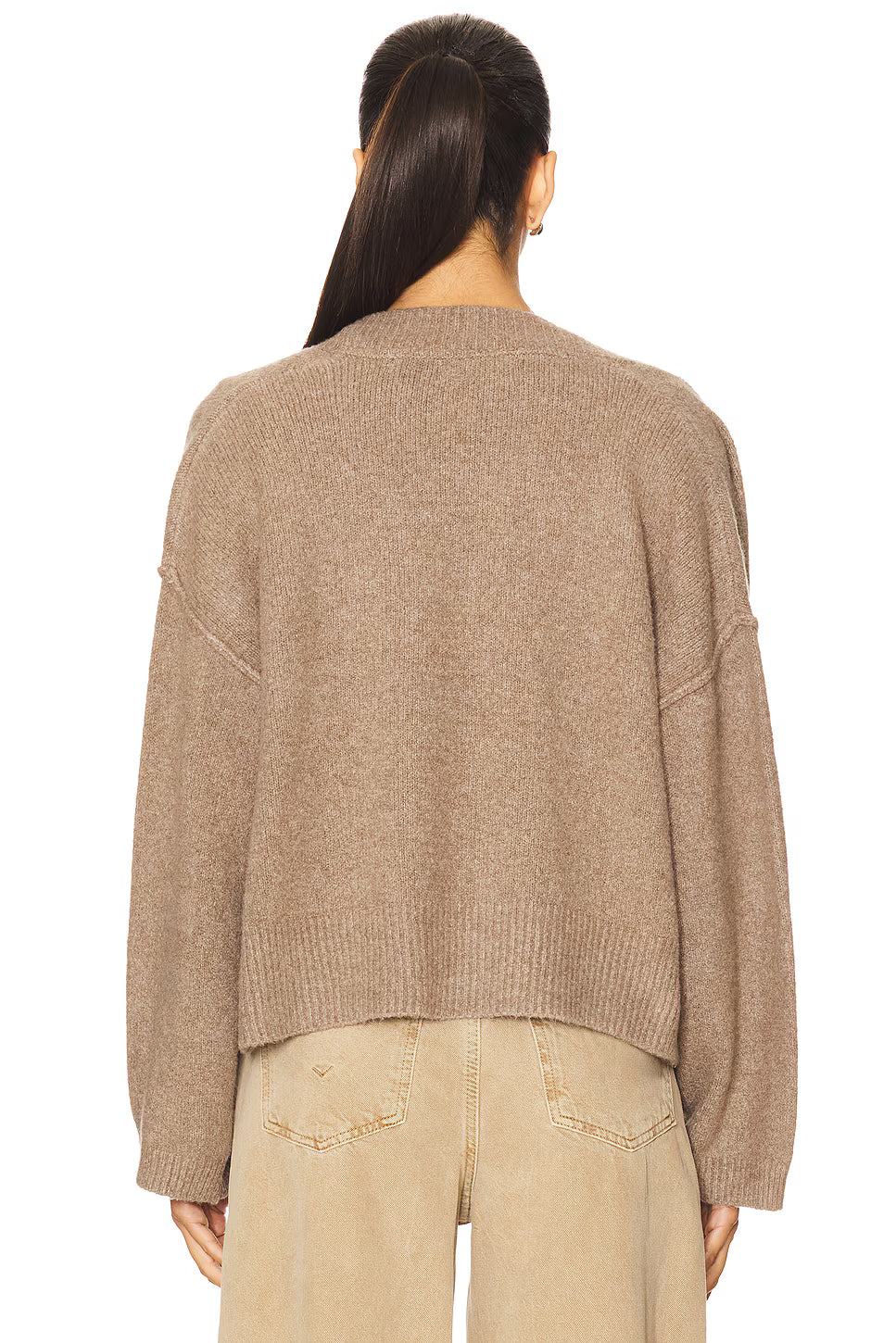 COOL OF THE NIGHT CARDI IN MOCHA MILANGE BACK VIEW