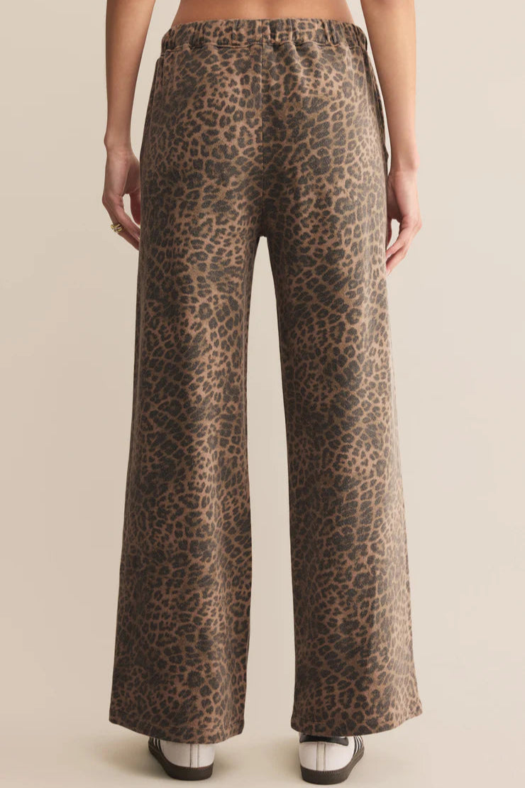 HUNTER LEOPARD KNIT PANT IN DESERT TAN BACK VIEW