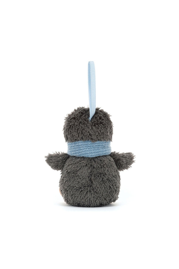 PEANUT PENGUIN ORNAMENT IN BLACK/WHITE/BLUE BACK VIEW