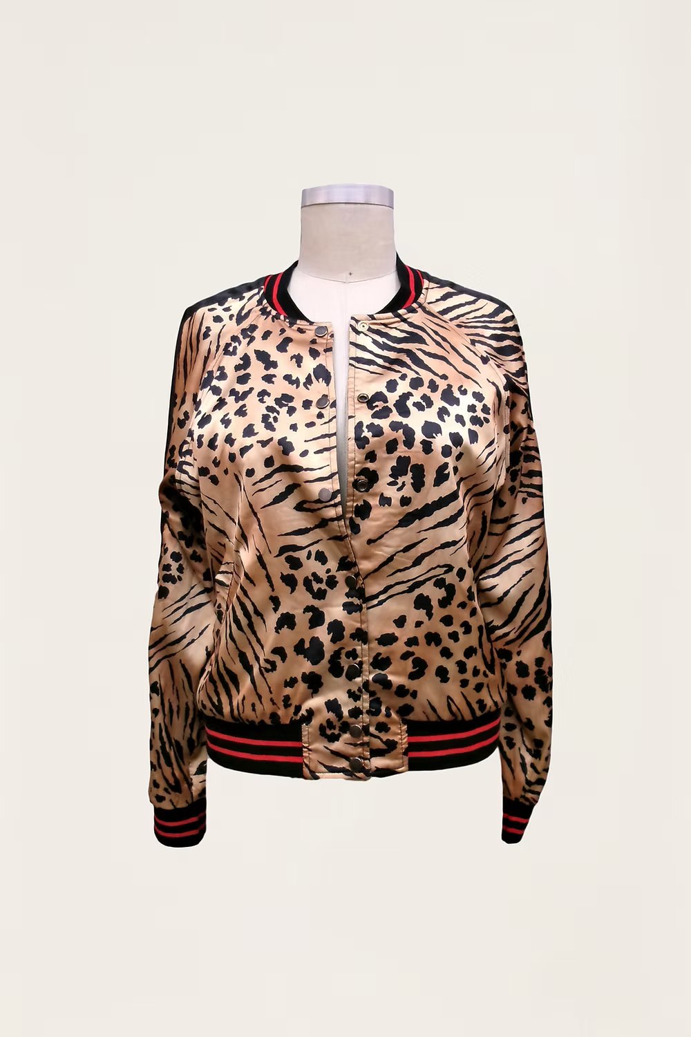 REVERSIBLE SATIN ROSES JACKET IN BLACK COMBO INSIDE OUT FRONT VIEW