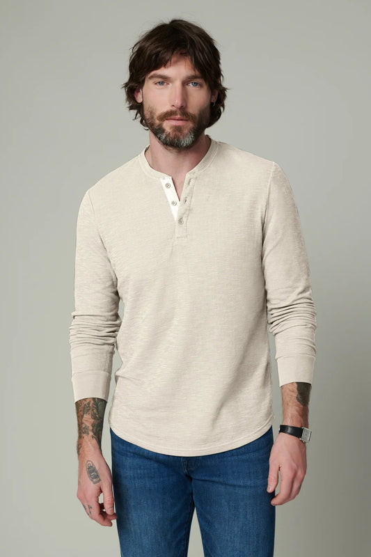 DWIGHT DOUBLE FACE HENLEY IN CHALK FRONT VIEW
