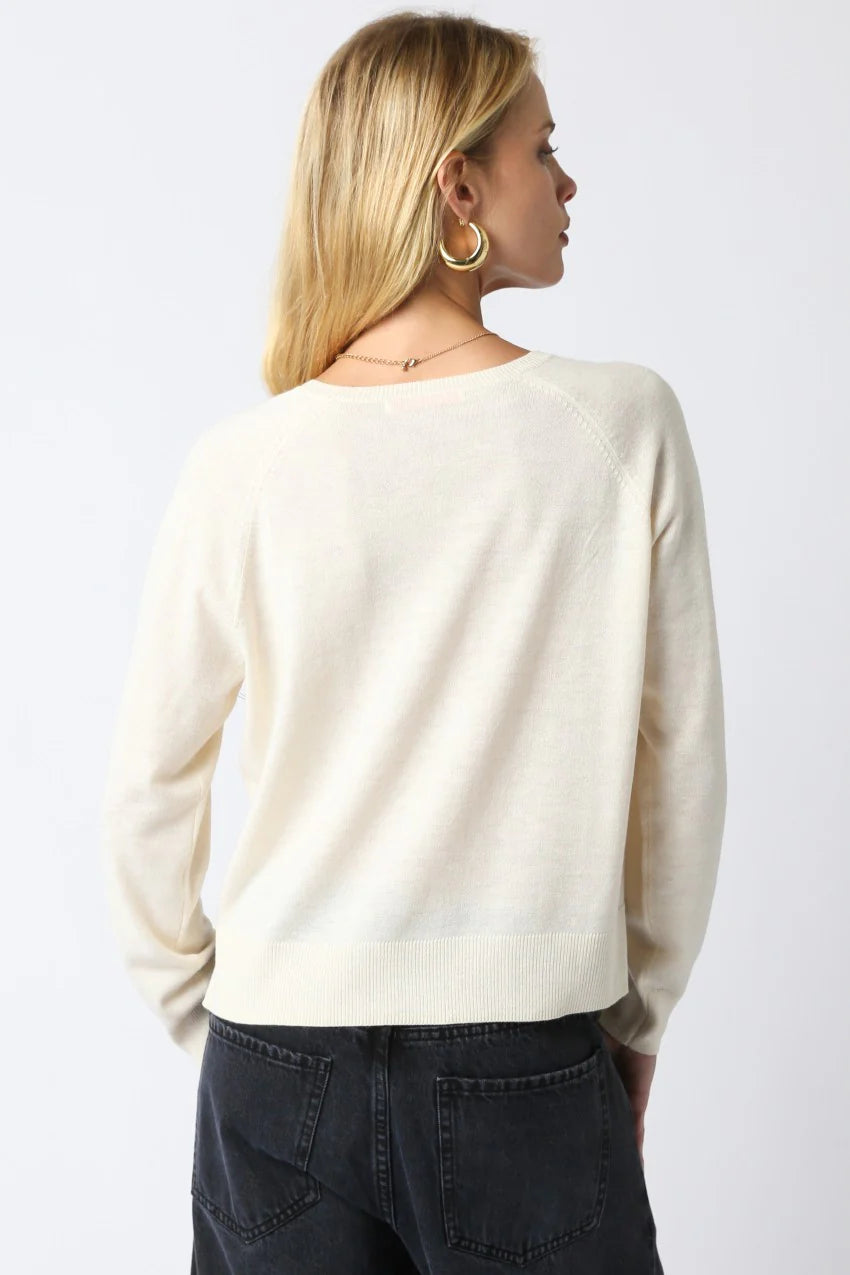 NATALIE SWEATER IN CREAM BACK VIEW