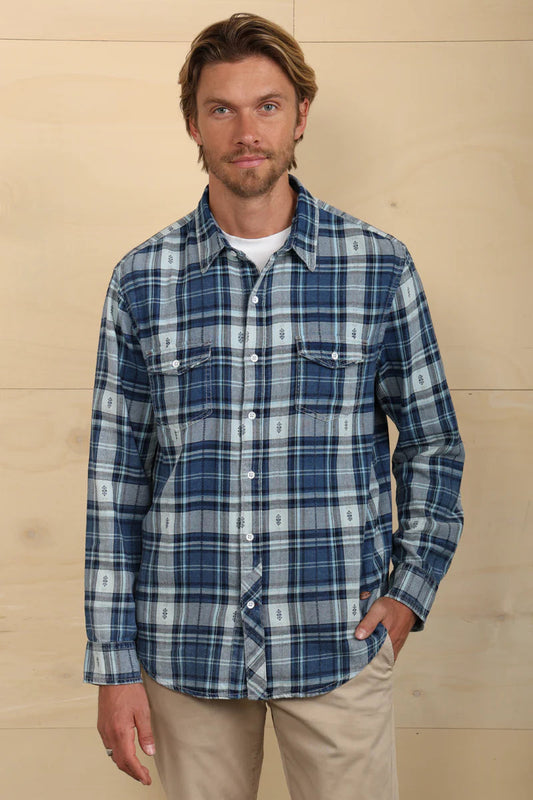 DAYBREAK MASON LONG SLEEVE SHIRT IN INDIGO FRONT VIEW