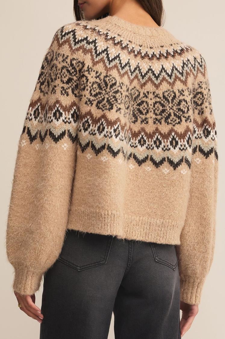 KENABY FAIR ISLE SWEATER IN OATMEAL HEATHER BACK VIEW