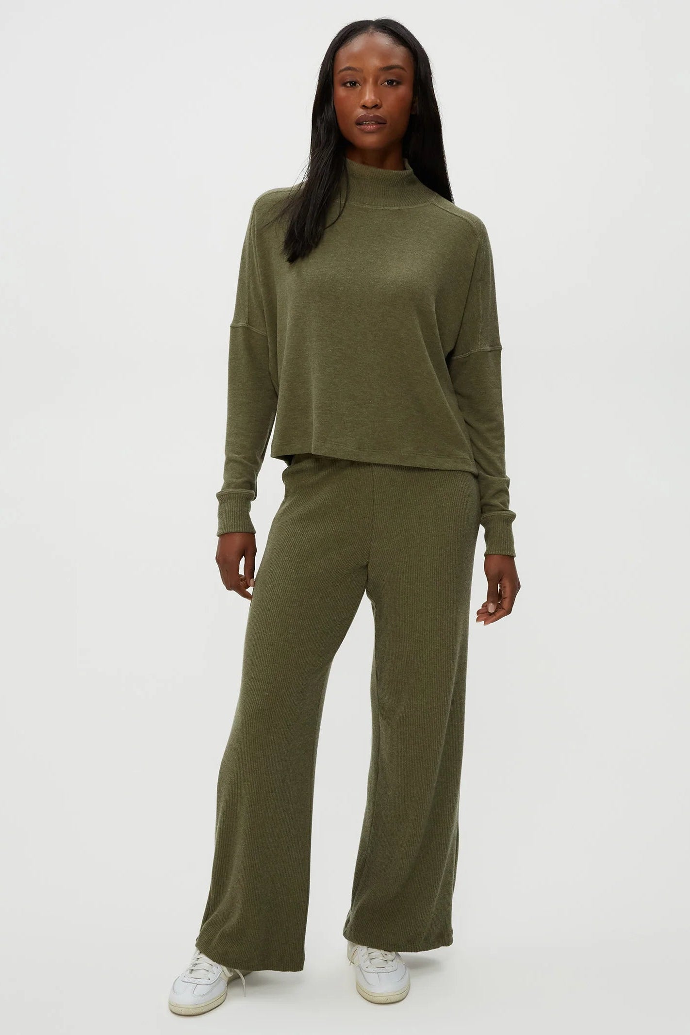 LEANN STRAIGHT RIB PANT IN TOPIARY FRONT VIEW