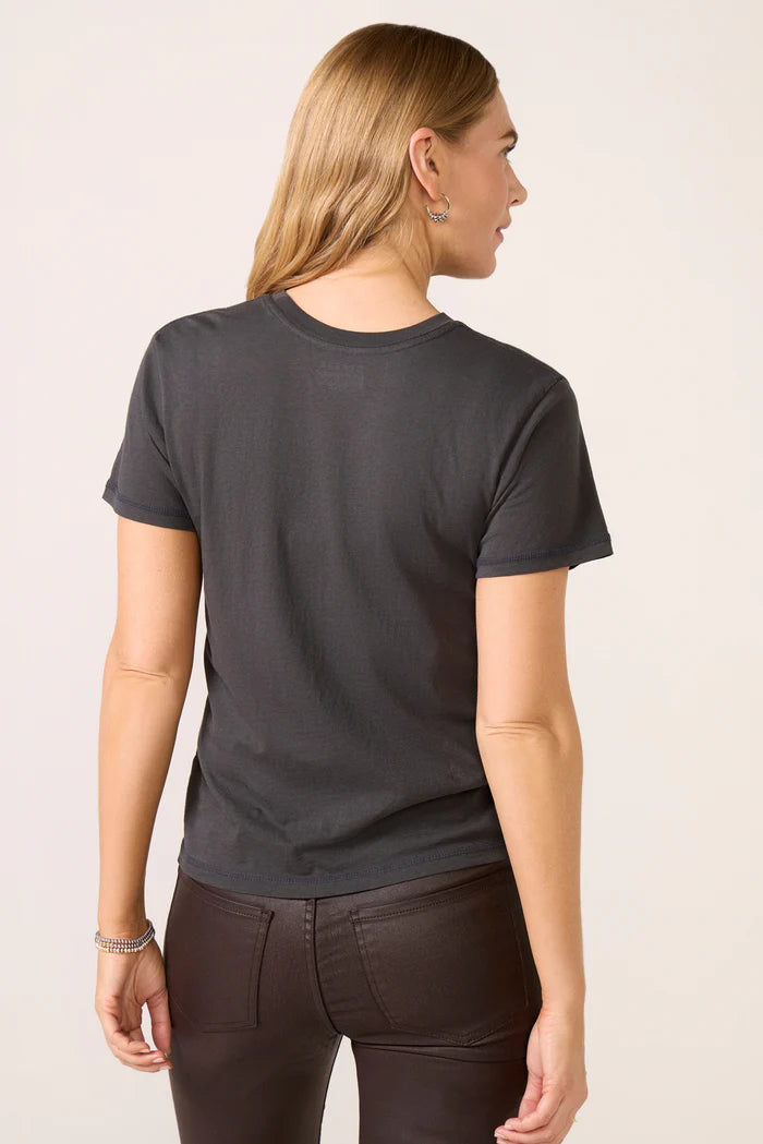 OUTLAW MUSHIE TEE IN WORN BLACK BACK VIEW