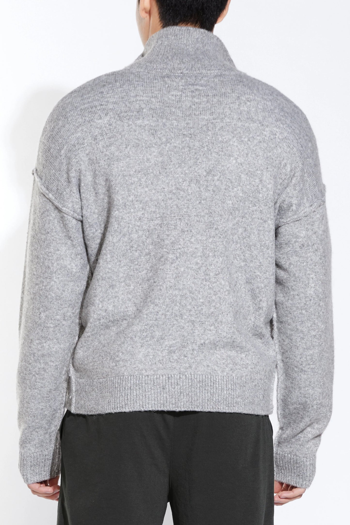 CALLAHAN OVERSIZED ZIP SWEATER JACKET IN HEATHER GREY BACK VIEW