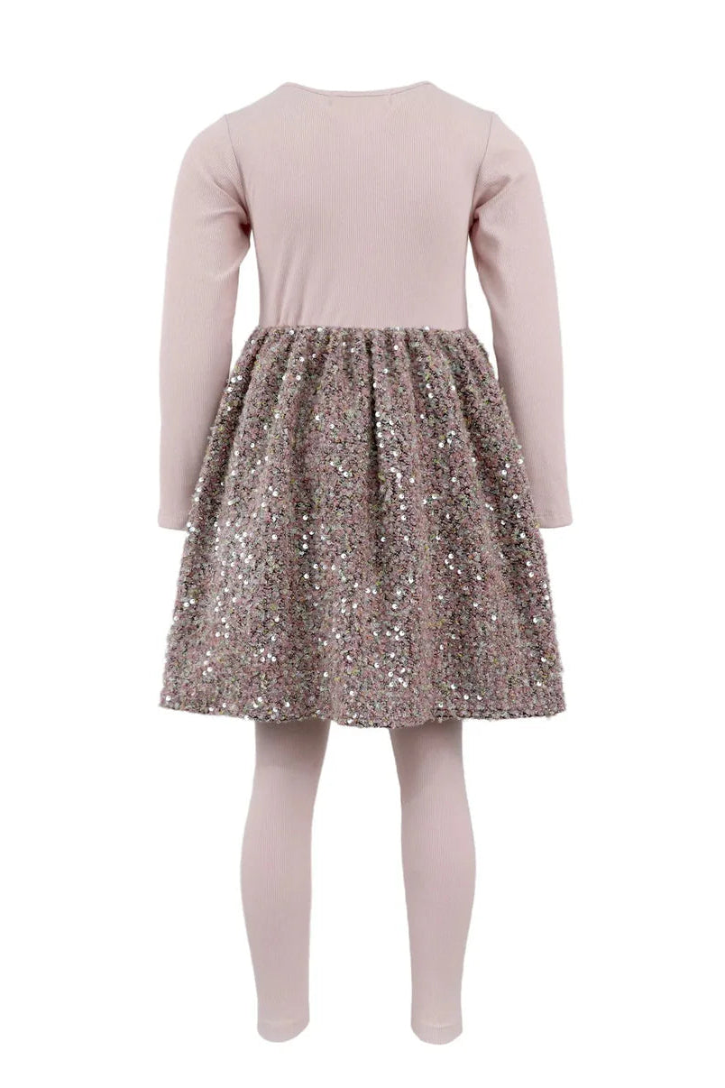 DRESS & LEGGING SET IN ROSE BACK VIEW