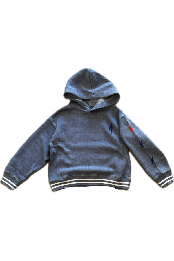 LIGHTNING BOLTS STRIPE HOODIE IN MOUNTAIN BLUE FRONT VIEW