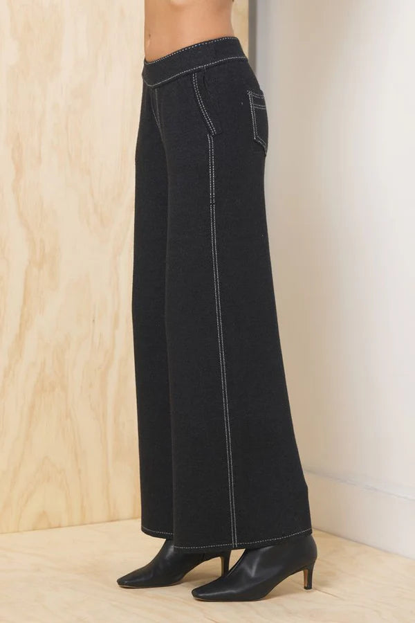 FLARE PANT w/CONTRAST STITCHING IN BLACK SIDE VIEW