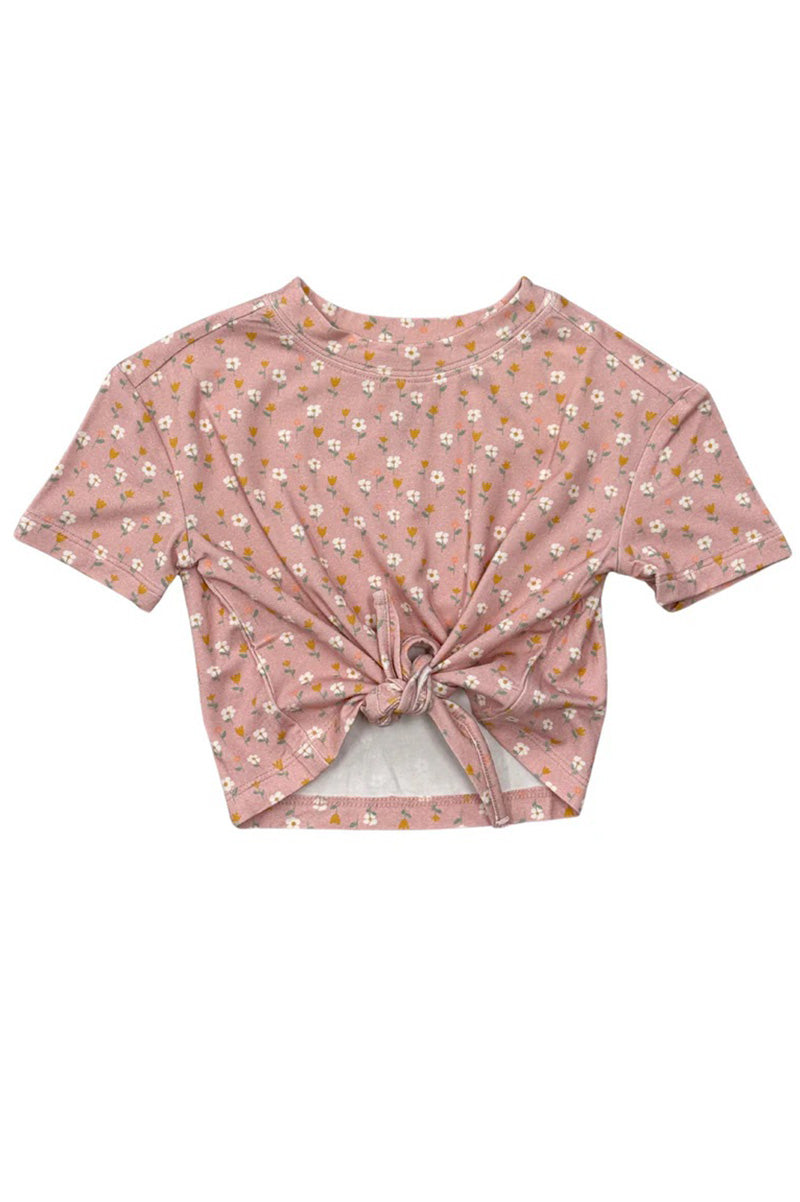 Tie front shirt in mini daisy
