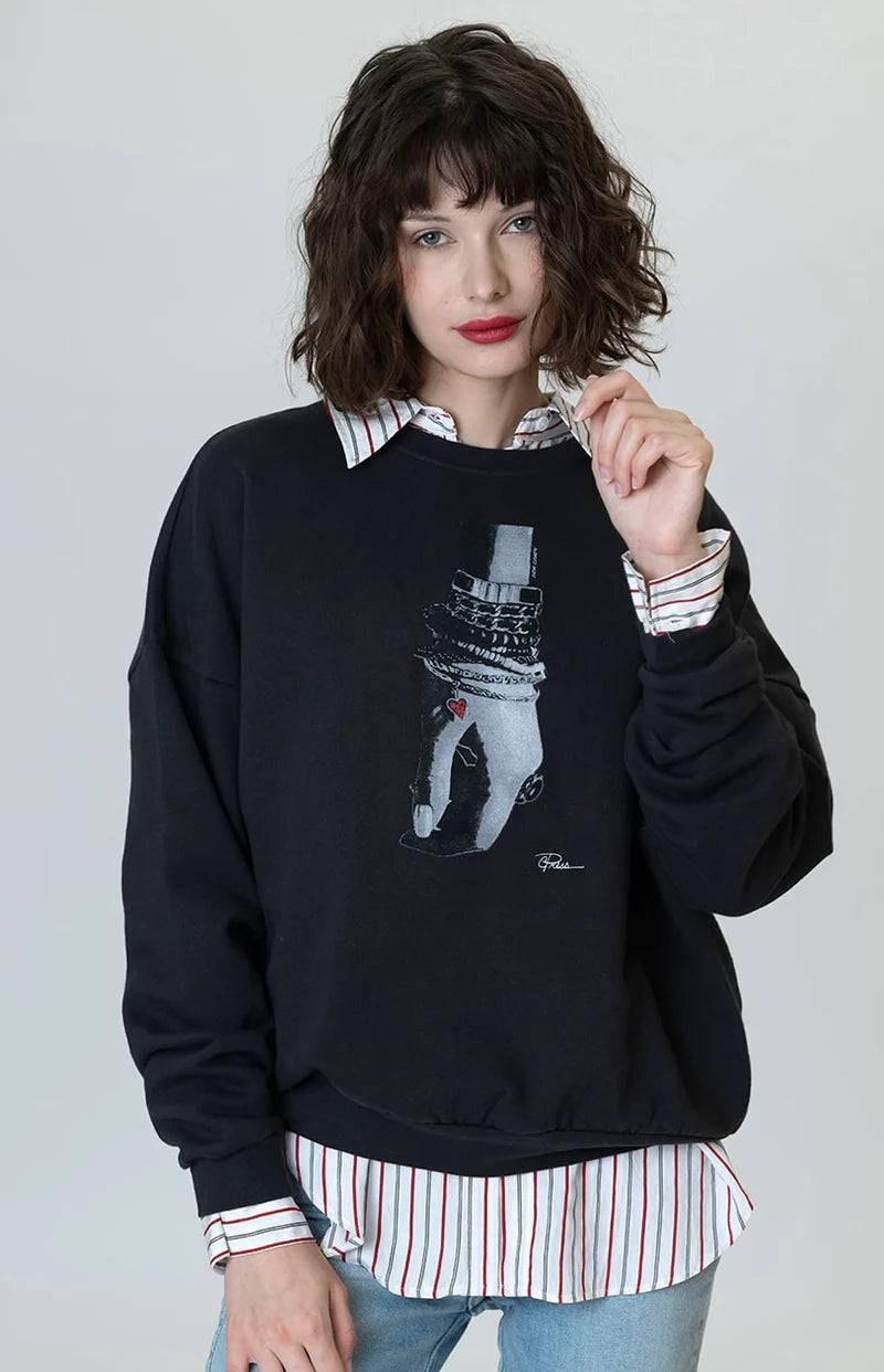 Arm Candy Cozy Sweatshirt worn black front view