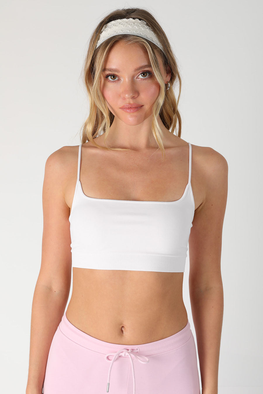 Micro square neck bralette in white