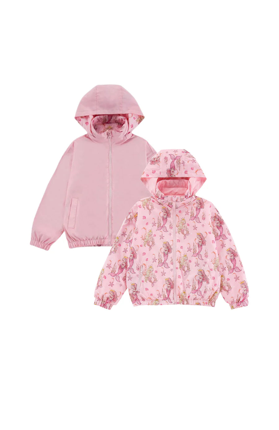 Max reversible rain repellent windbreaker in mermaids both sides view