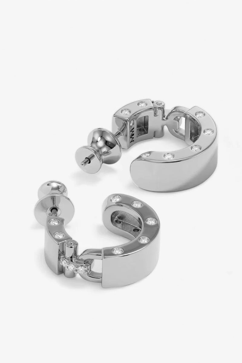 Ashley lock huggies in silver side view