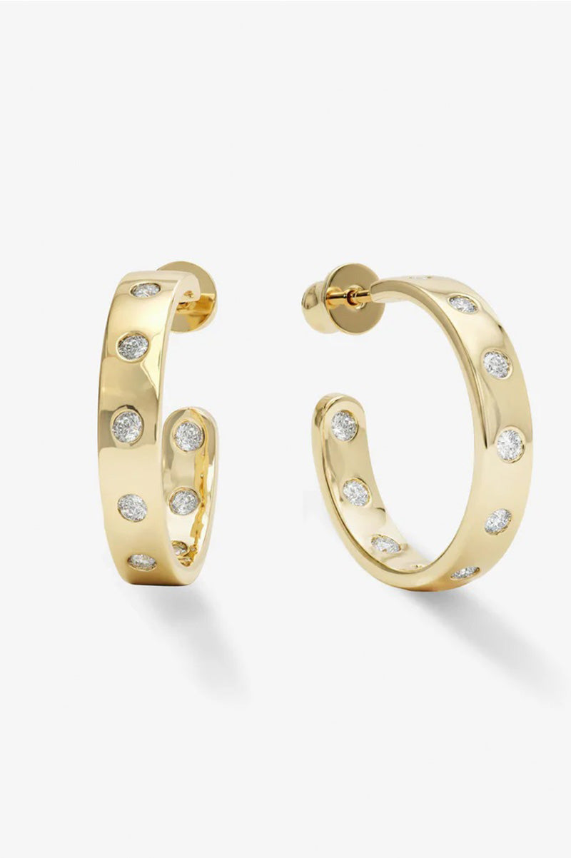 Ashley rodeo hoops 1" in gold white earring view