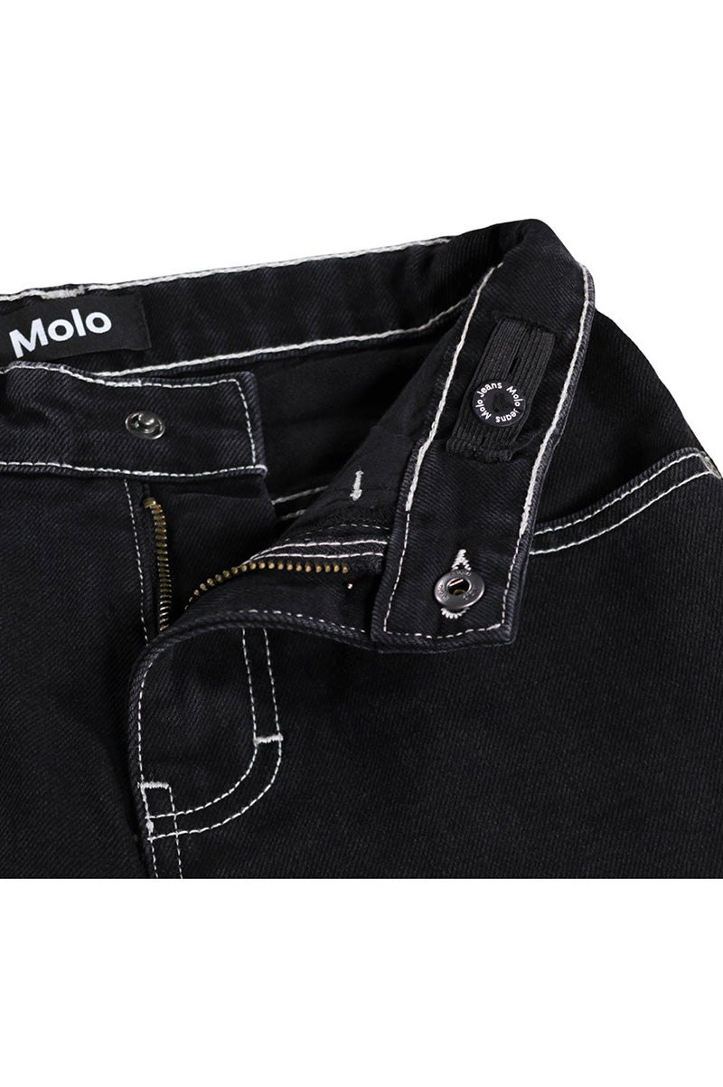 Alpha denim short in washed black detail view