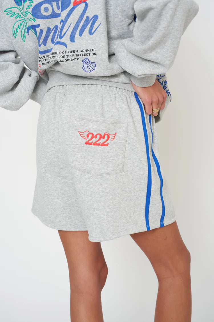 Checked out classic sweatshort in grey back view