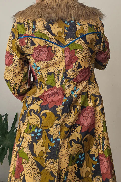 Corduroy Midi jacket in wild child floral back view