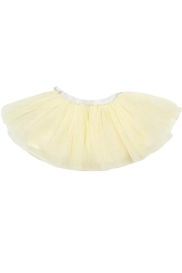 Yellow glitter tutu skirt with soft tulle layers and elastic waistband
